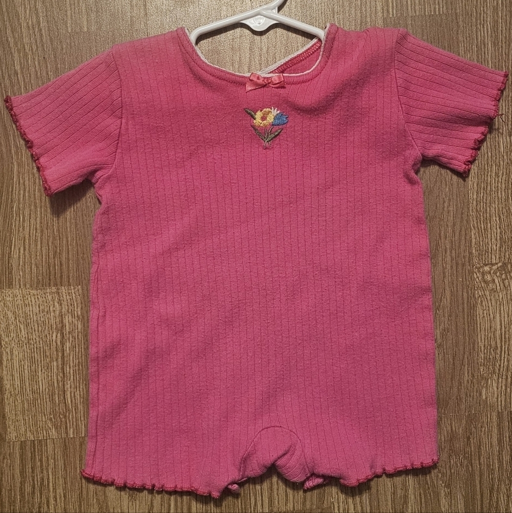 Y2k Vintage Girl's Romper With Embroidered Flowers!